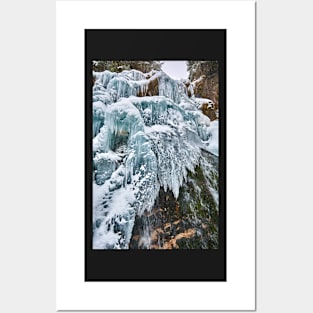 Frozen waterfall in the winter Posters and Art